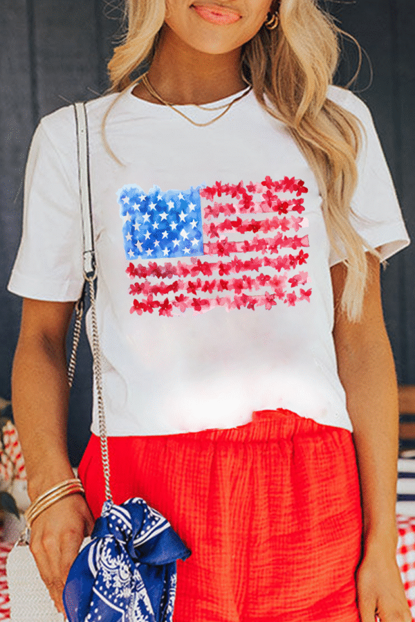 White Flag Graphic Crew Neck Tee