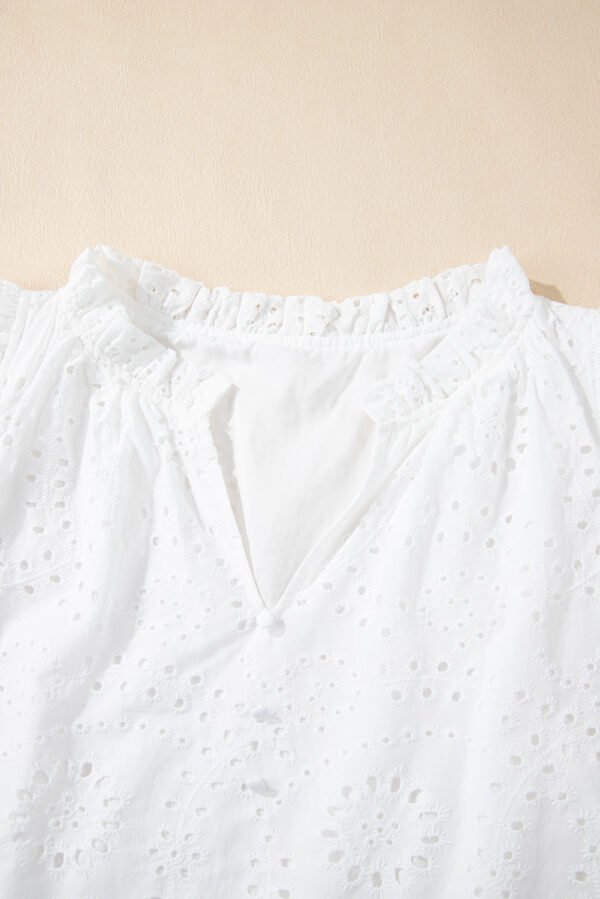 White Broderie Anglaise Ruffle Short Sleeve Blouse