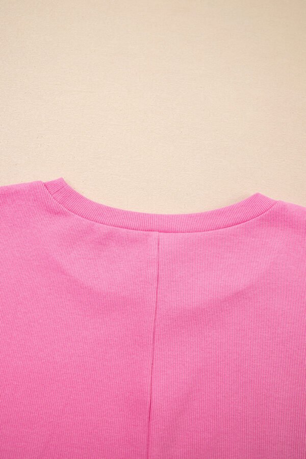 Pink Ribbed Drop Shoulder Tee and Skort Plus Size Set