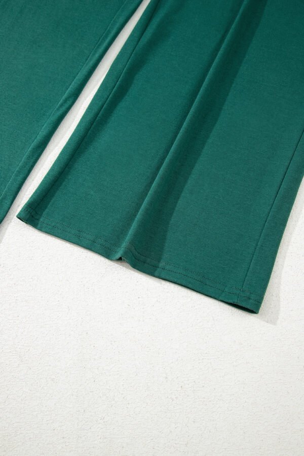 Blackish Green Deep V Pleated Crisscross Wide Leg Backless Jumpsuit