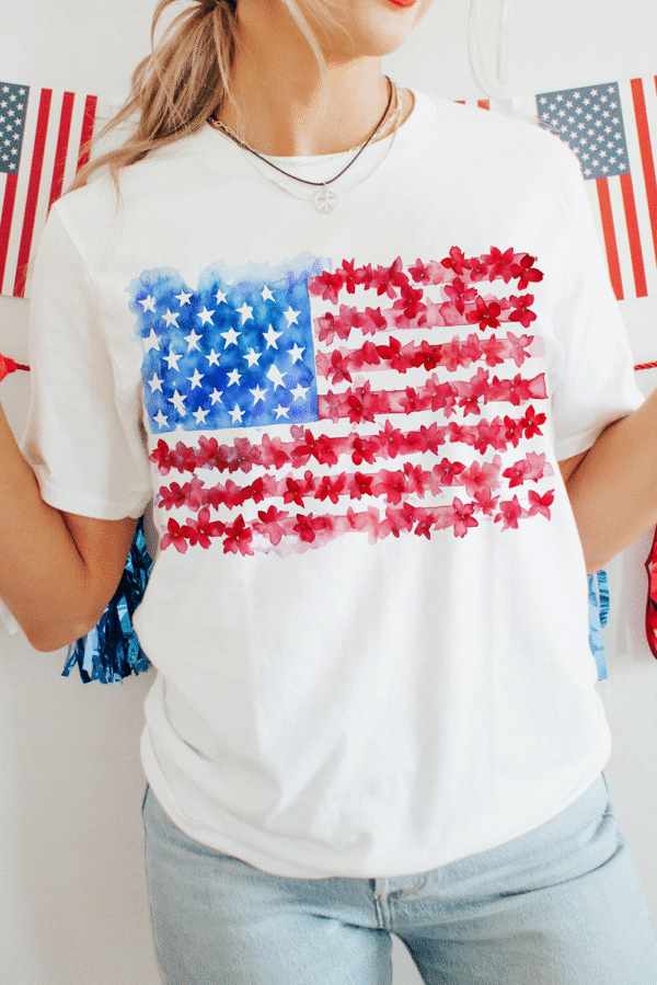 White Flag Graphic Crew Neck Tee