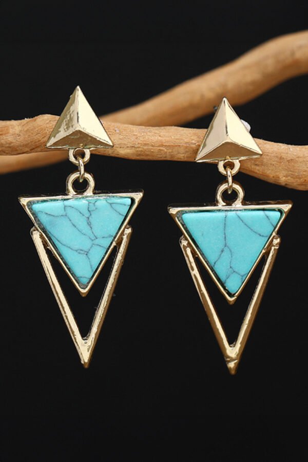 Three Triangles Turquoise Decor Stud Dangle Earrings