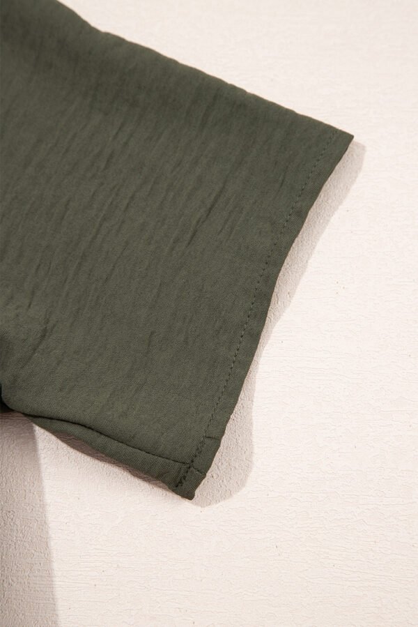 Moss Green Half Button Belted Utility Short Sleeve Jumpsuit