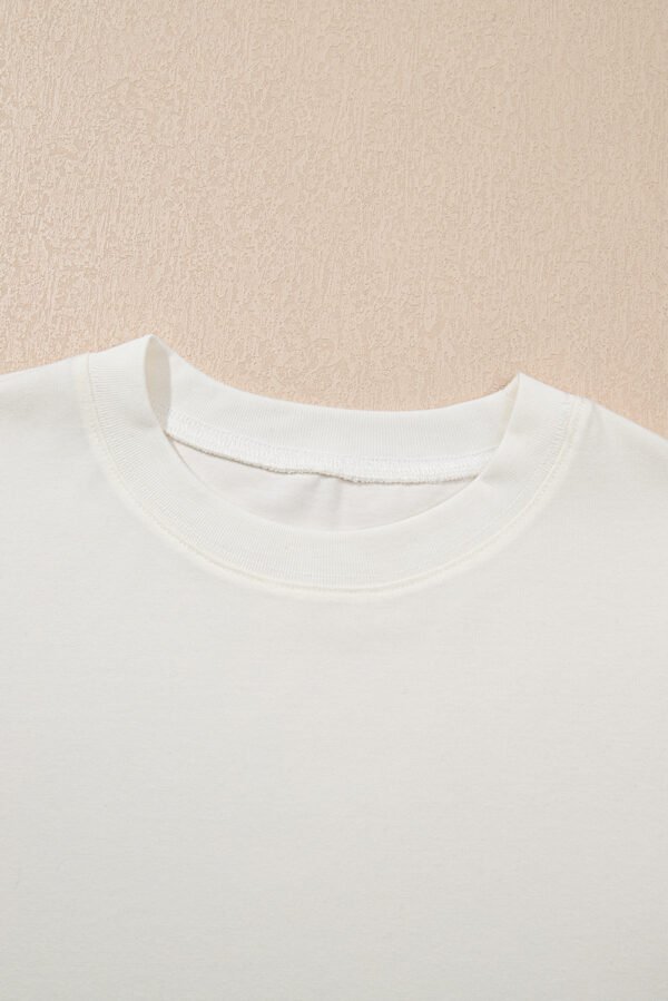 Beige Floral Puff Sleeve Patchwork Round Neck Top