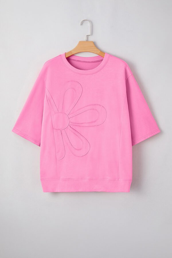 Sachet Pink Floral Patched Half Sleeve Tunic Top