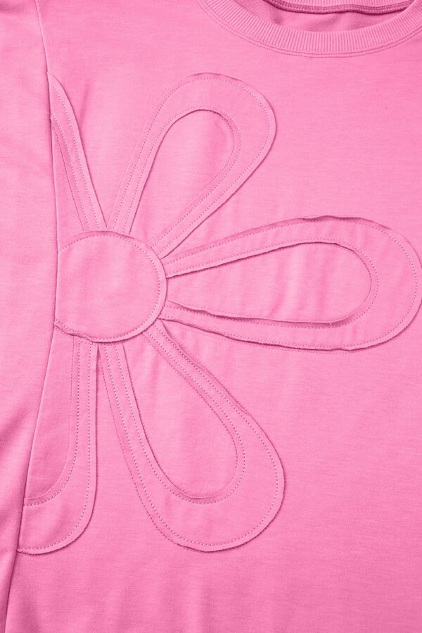 Sachet Pink Floral Patched Half Sleeve Tunic Top