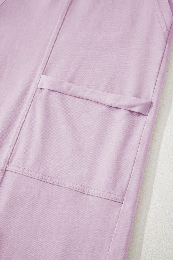 Pink Mineral Wash Exposed Seam Drawstring High Waist Wide Leg Cargo Pants