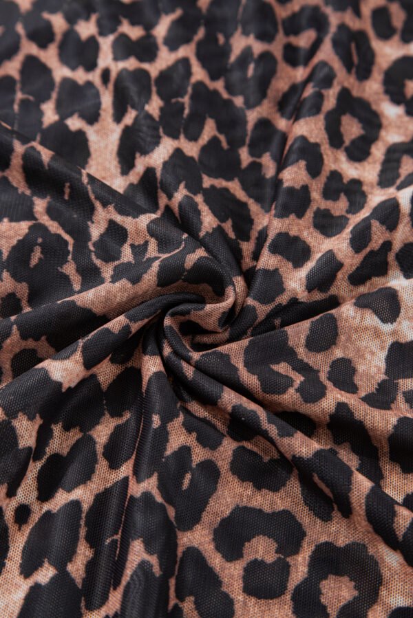 Black Leopard Wrapped V Neck Slim Short Sleeve Top