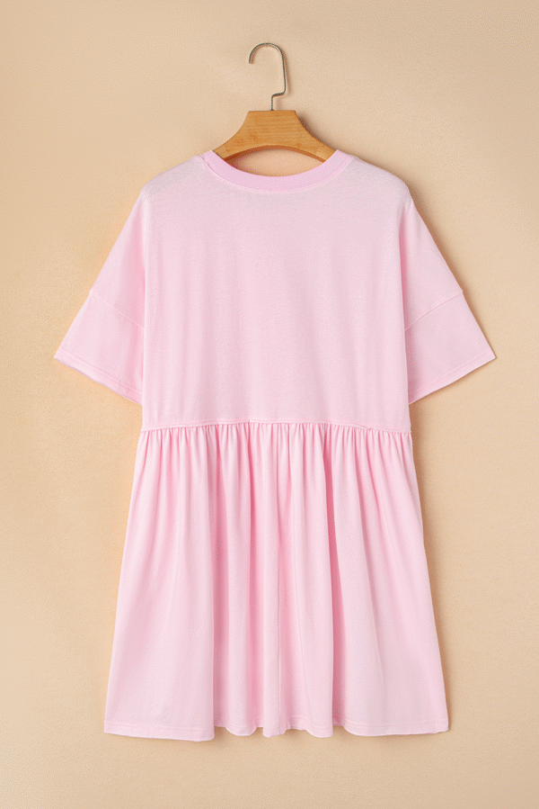 Light Pink American Flag Inspired Sequin Disco Ball Patched Shift Mini Dress