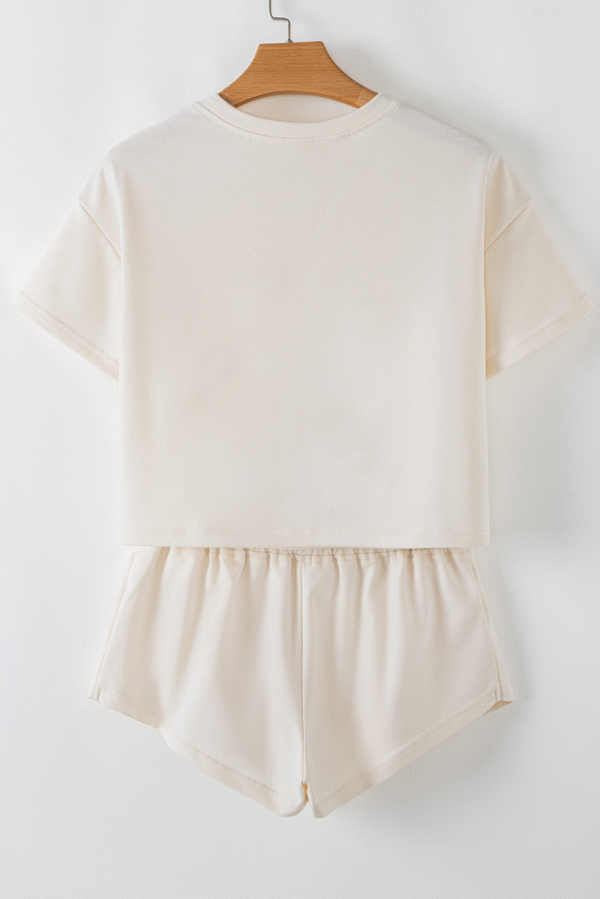 Beige Cow with Bows Cropped Tee and Skort Set