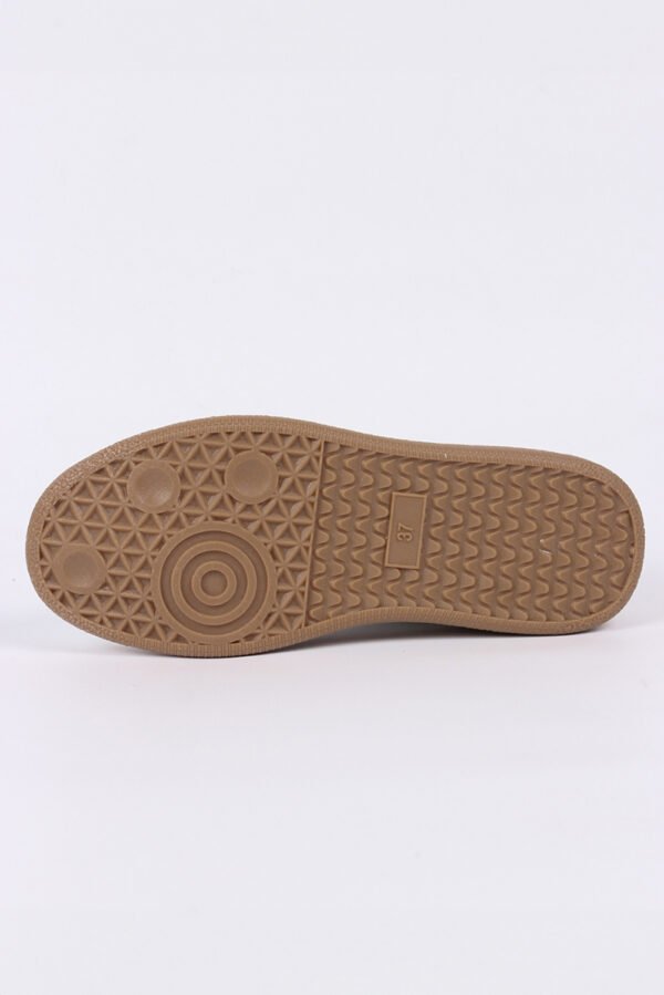 Coffee Color Contrast PU Leather Lace-up Sneakers