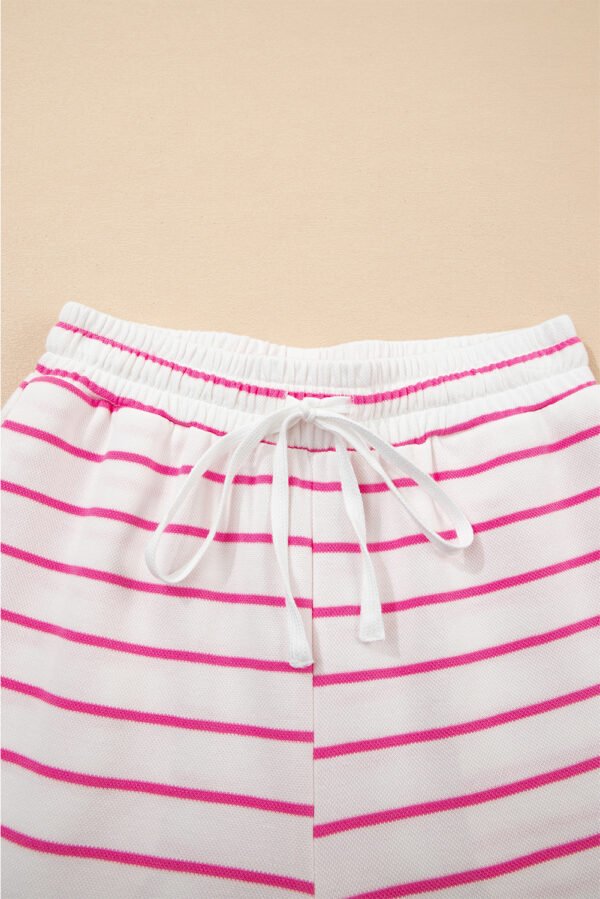 Rose Stripe Casual Wide Leg 2pcs Pants Set