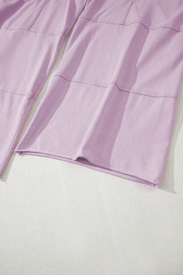 Pink Mineral Wash Exposed Seam Drawstring High Waist Wide Leg Cargo Pants