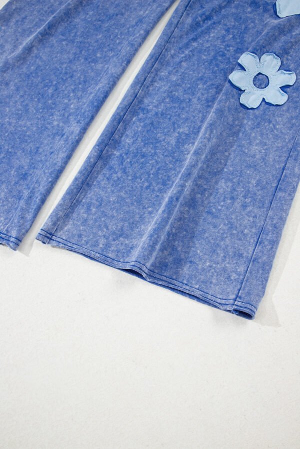 Lilac Floral Patch Exposed Seam Raw Edge Pants Set