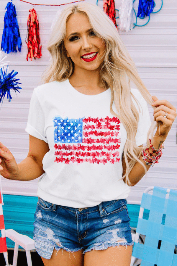 White Flag Graphic Crew Neck Tee