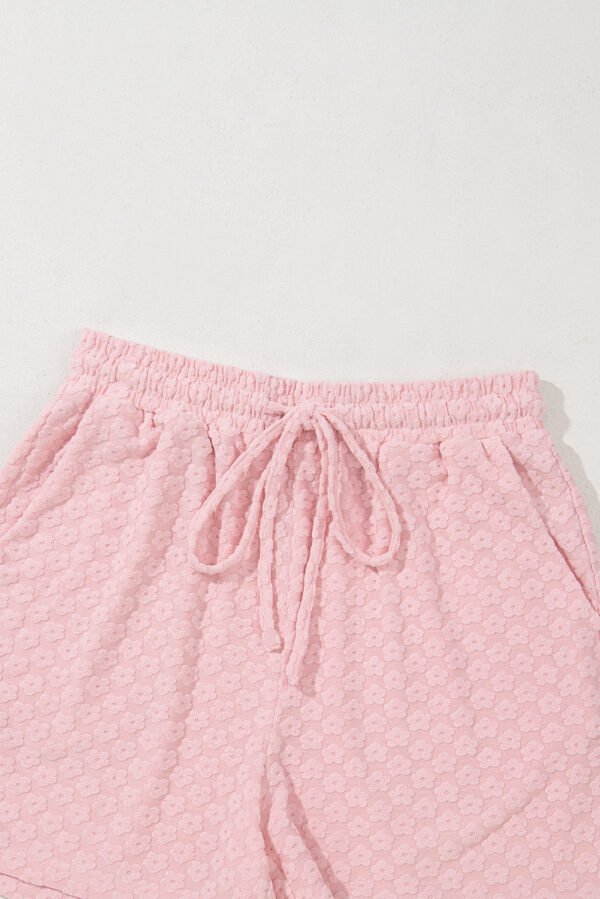 Coral Paradise Daisy Jacquard Textured Casual Short Set