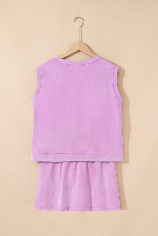 Phalaenopsis 2 Pieces Mineral Wash Cotton Tank Top Lined Split Skirt Set