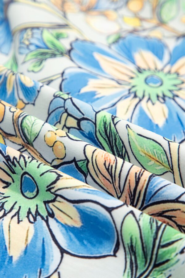 Spinach Green Botanical Floral Print Pleated Ruffle Detail Short Dress