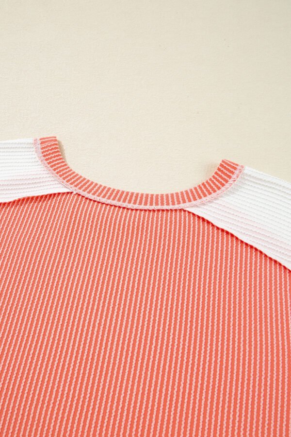 Carrot Twist Rib Colorblock Hi Low Plus Size Short Sleeve Top