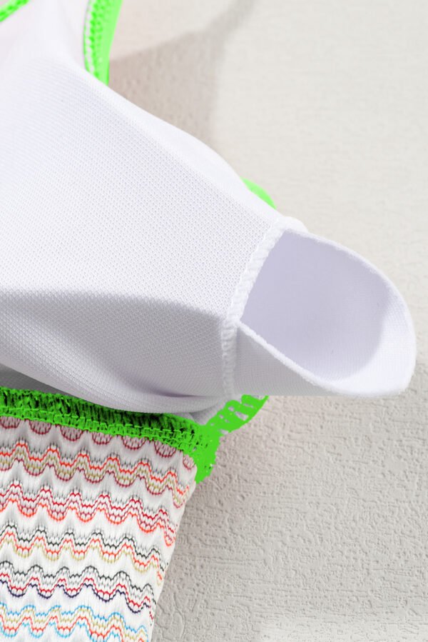 Green Striped Patchwork Spaghetti Strap High Waist Bikini Swimsuit