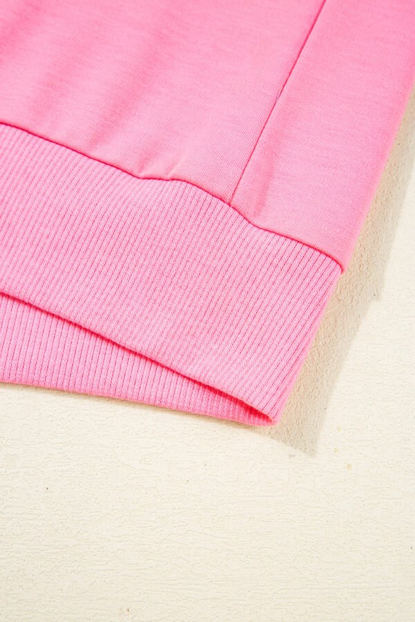 Bonbon Color Contrast Crewneck T Shirt and Wide Leg High Waist Pants Set