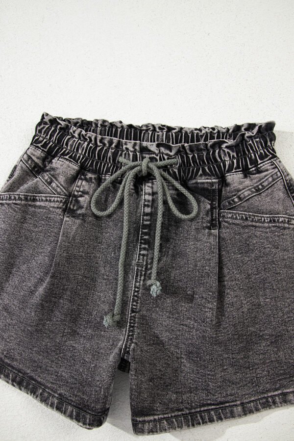 High-rise Drawstring High Waist Casual Denim Shorts with Pockets