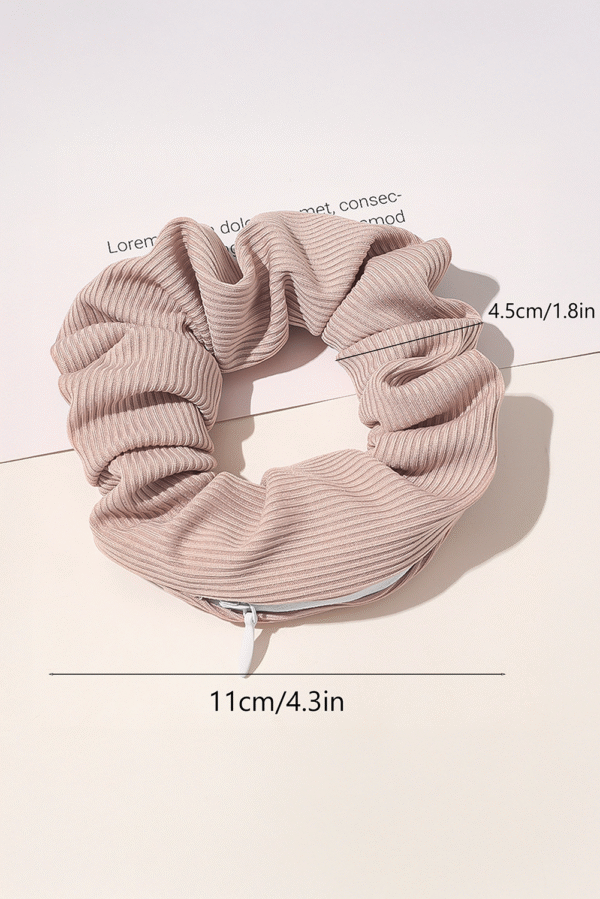 Delicacy Ribbed Hair Scrunchie with Hidden Zipper Pocket