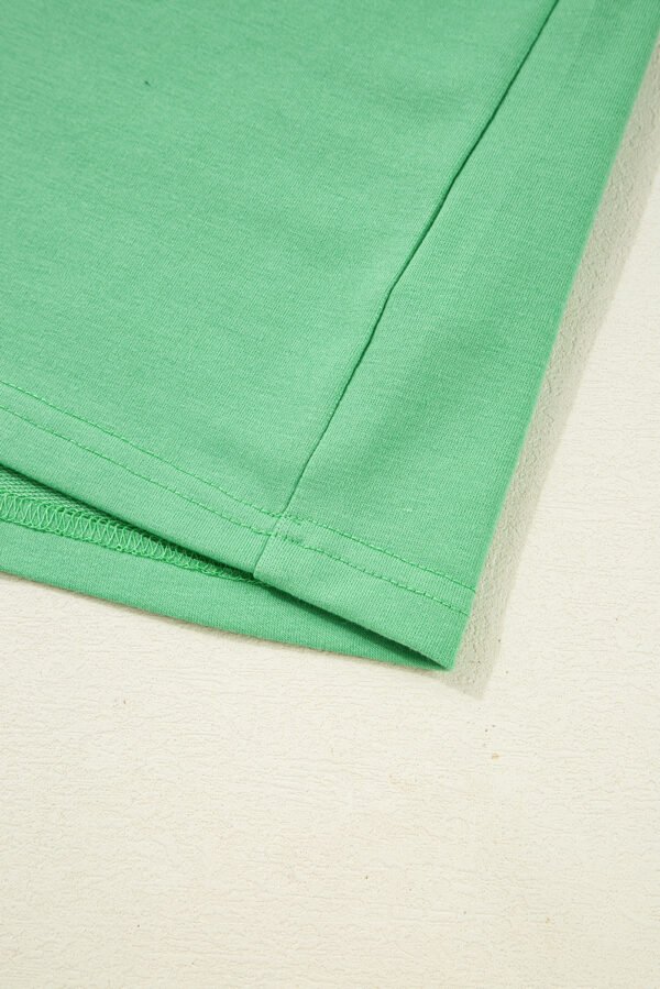 Mint Green Plus Size V Neck Tee Patched Pocket Drawstring Shorts Set