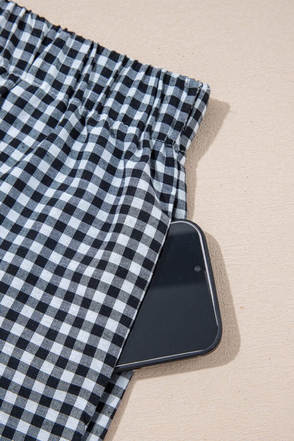Black Gingham Printed High Waist Shorts