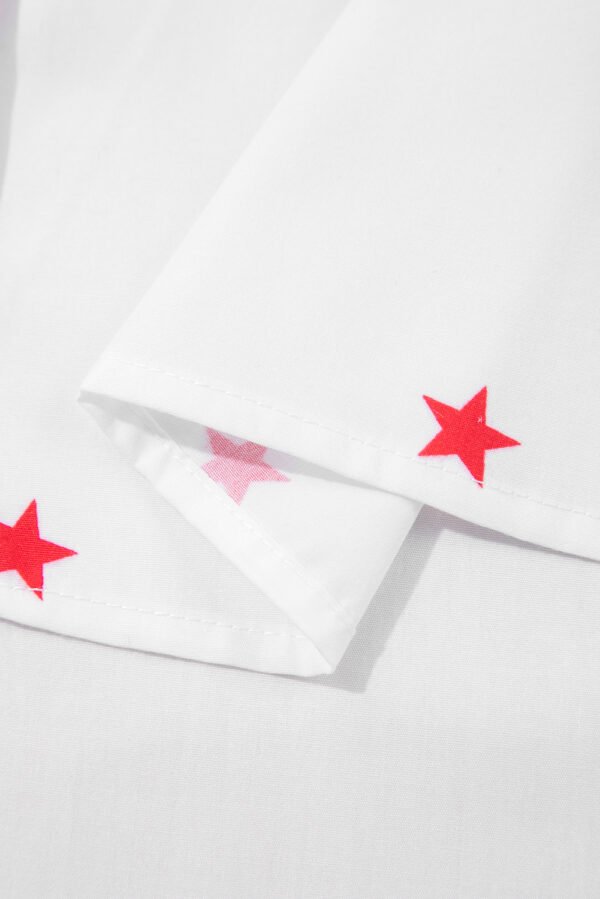 White Little Stars Printed Loose Half Sleeve Loose Shirt