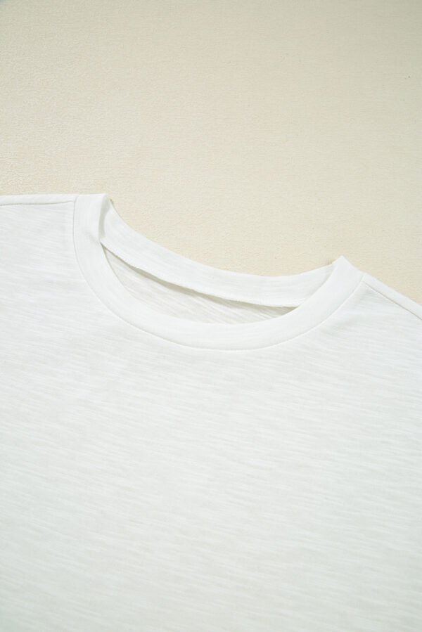White Lace Patchwork Cap Sleeve Round Neck T Shirt