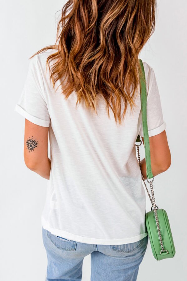 White AND THEY CALL THE THING RODEO Print Round Neck T Shirt
