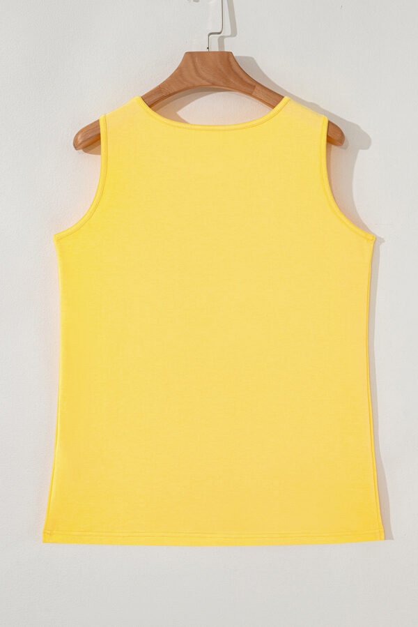 Yellow Cream Flower Graphic Casual Tank Top
