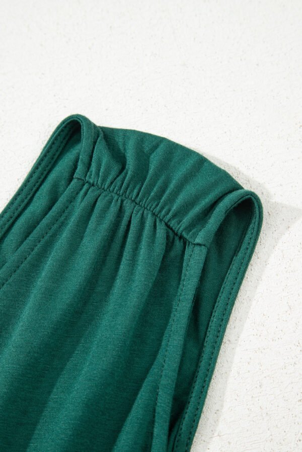 Blackish Green Deep V Pleated Crisscross Wide Leg Backless Jumpsuit