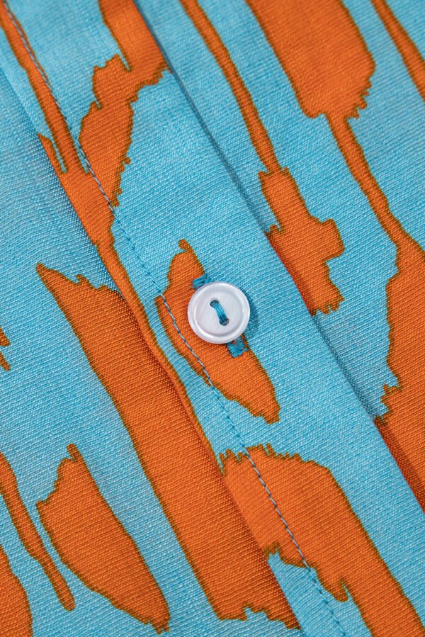 Sky Blue Abstract Print Dolman Short Sleeve Western Loose Shirt