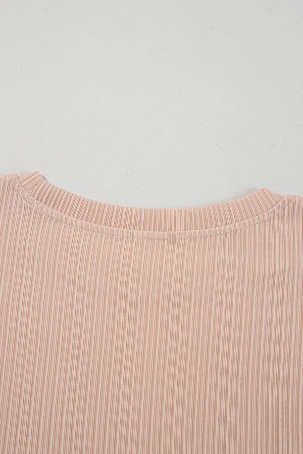 Jet Stream Textured Knit Round Neck Short Sleeve Top