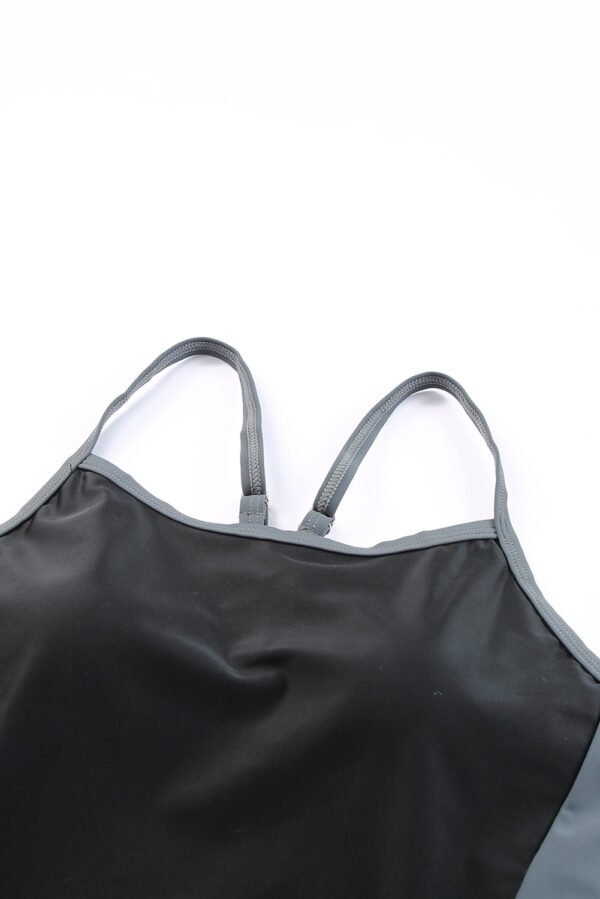 Black Spaghetti Strap Cutout Back Sporty One Piece Swimsuit