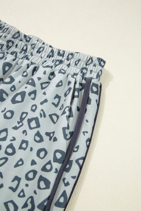 Gray Leopard High Waist Side Bow Straight Leg
