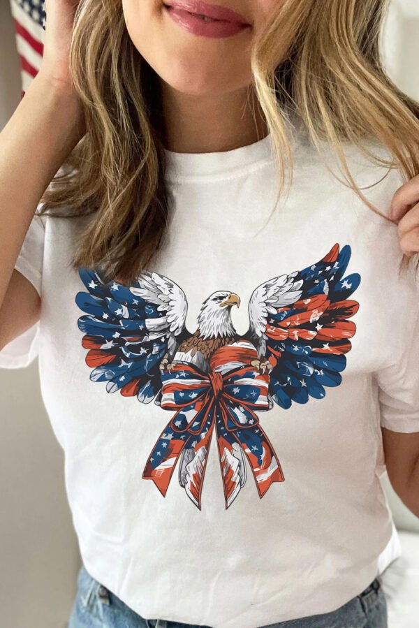 White American Flag Eagle Print Independence Day Tee