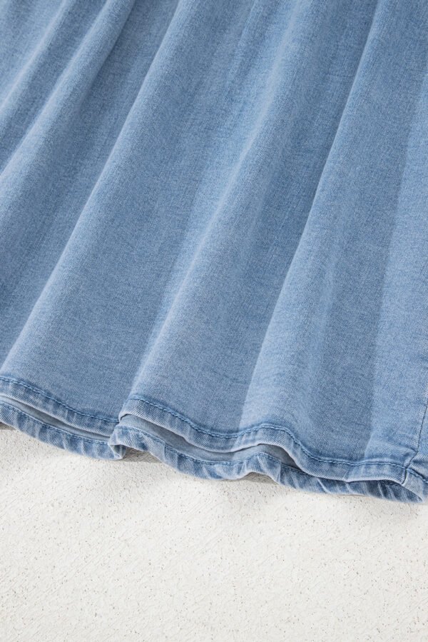 Myosotis Square Neck Bowknot A-line Sleeveless Denim Dress