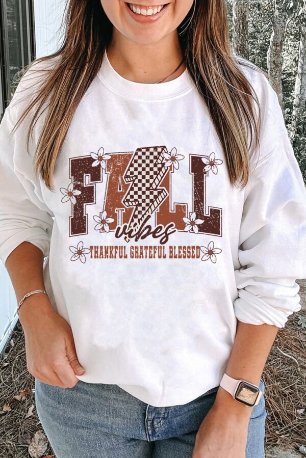 White FALL THANKFUL Graphic Drop Shoulder Sweatshirt