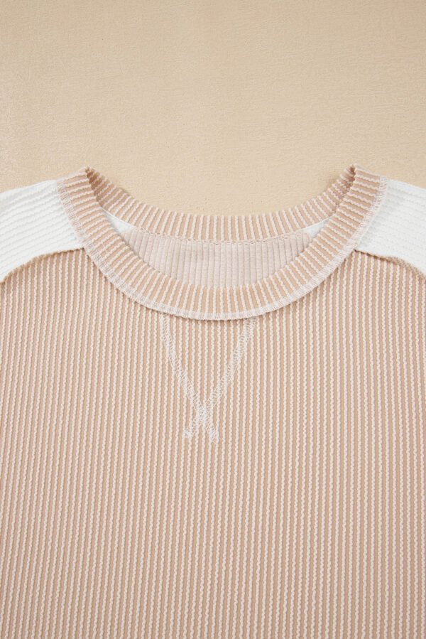 Parchment Twist Rib Colorblock Hi Low Plus Size Short Sleeve Top
