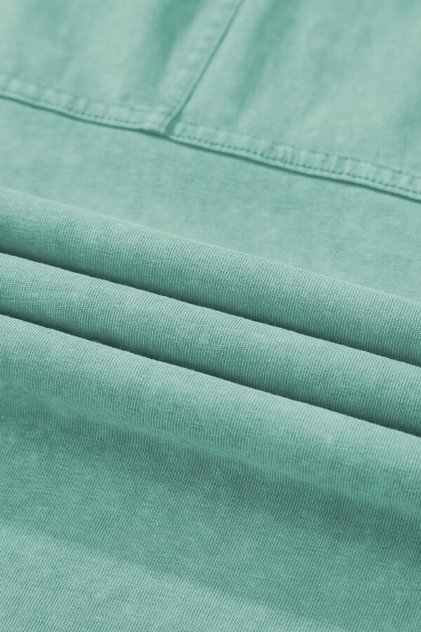 Mint Green Mineral Wash Exposed Seam Drawstring High Waist Wide Leg Cargo Pants