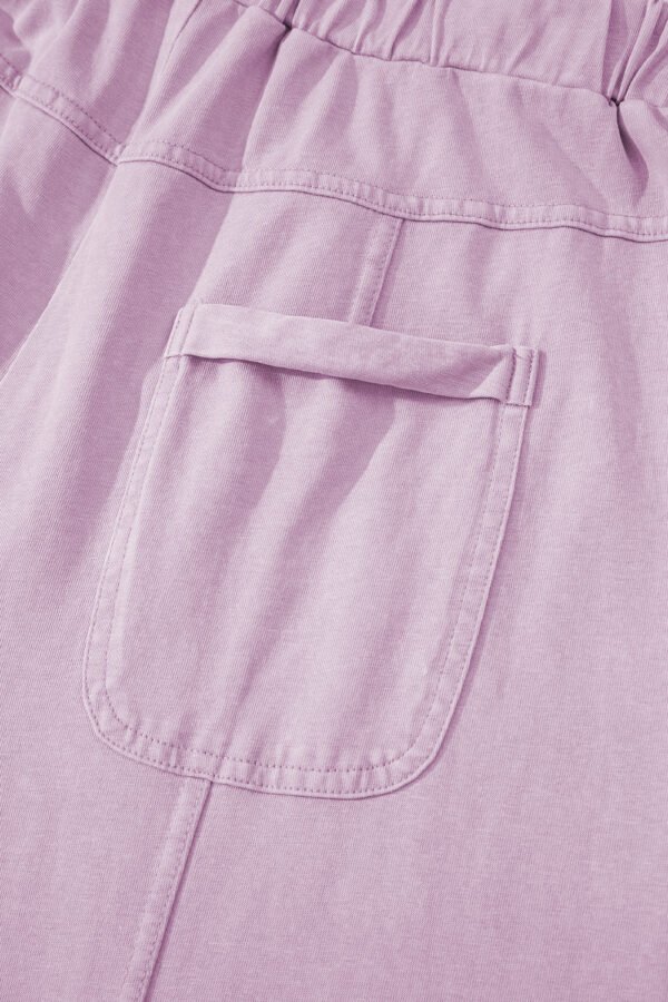 Pink Mineral Wash Exposed Seam Drawstring High Waist Wide Leg Cargo Pants