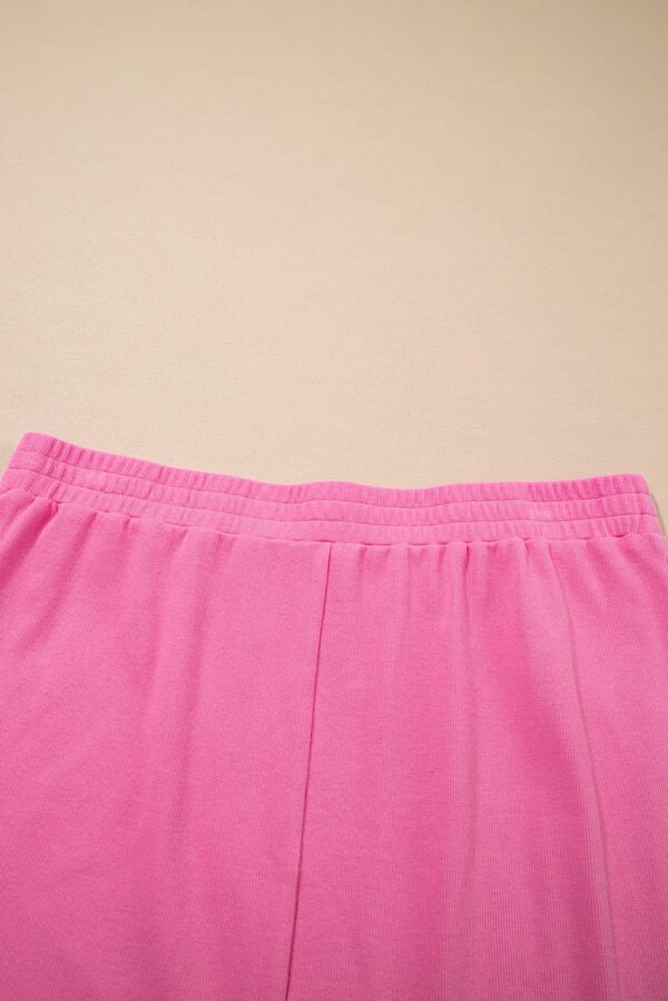 Pink Ribbed Drop Shoulder Tee and Skort Plus Size Set