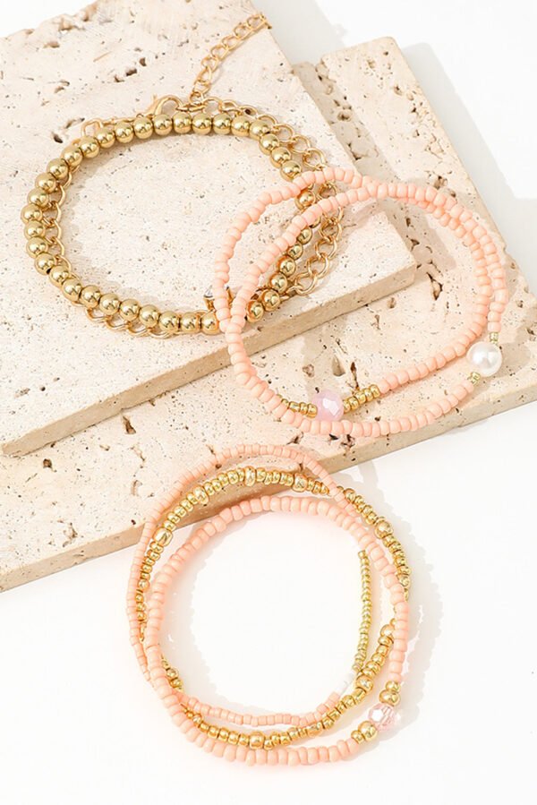 Gold Simple Beaded Multi Layer Bracelet