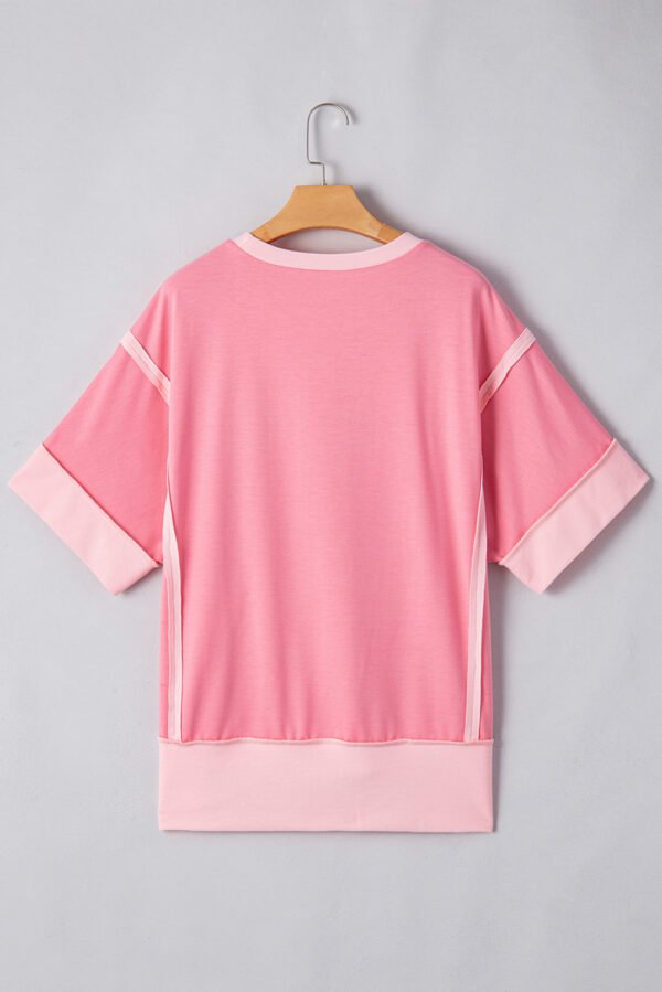 Peach Blossom Raw Seam Mix Texture Patchwork Rodeo Graphic Tee
