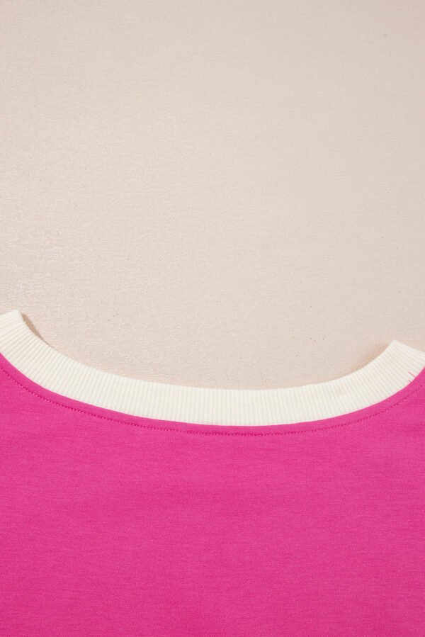 Rose Red Colorblock Edge Drop Shoulder T Shirt and Skort 2Pcs Set