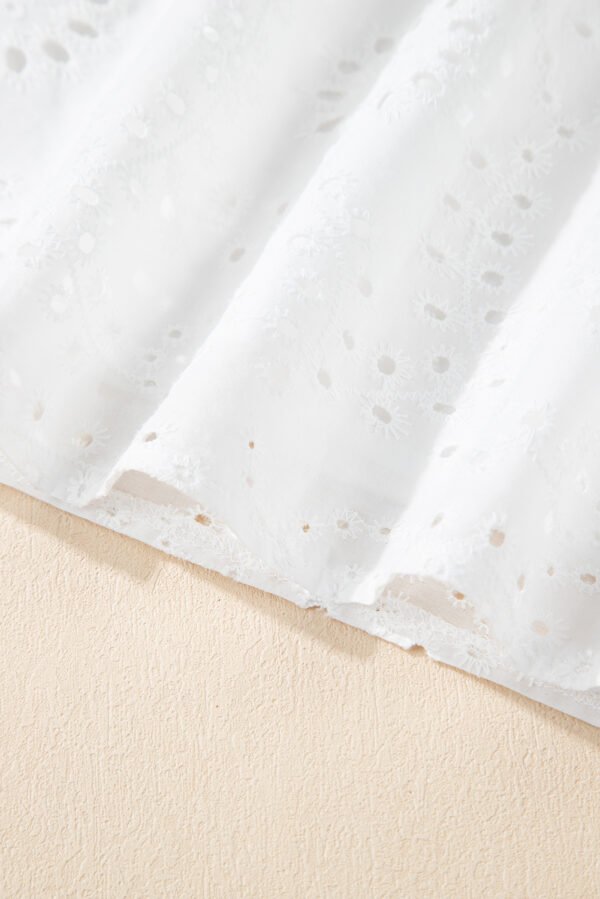 White Broderie Anglaise Ruffle Short Sleeve Blouse