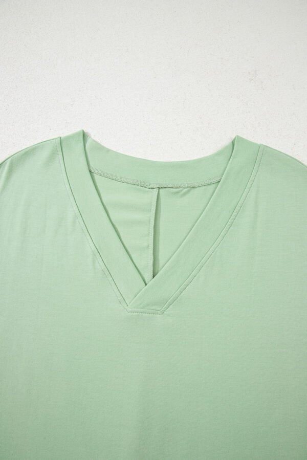 Grass Green Loose Half Sleeve V Neck Knit Romper